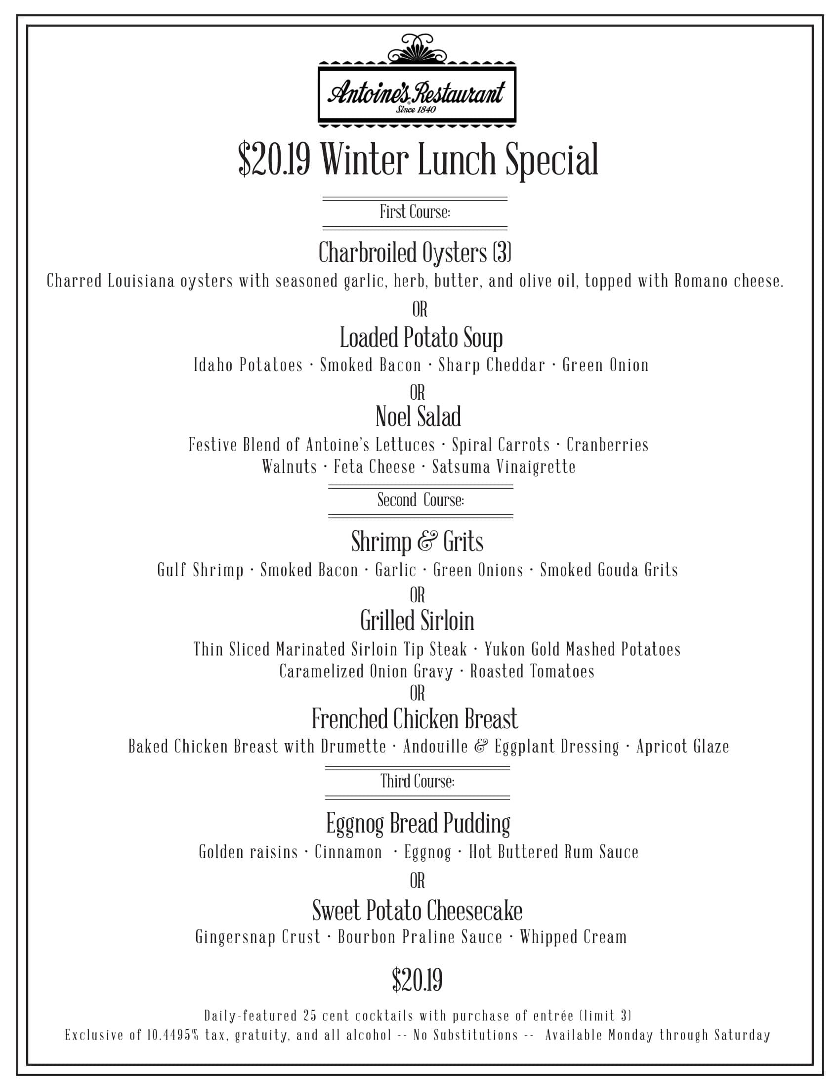 New Special Menu At My Favorite