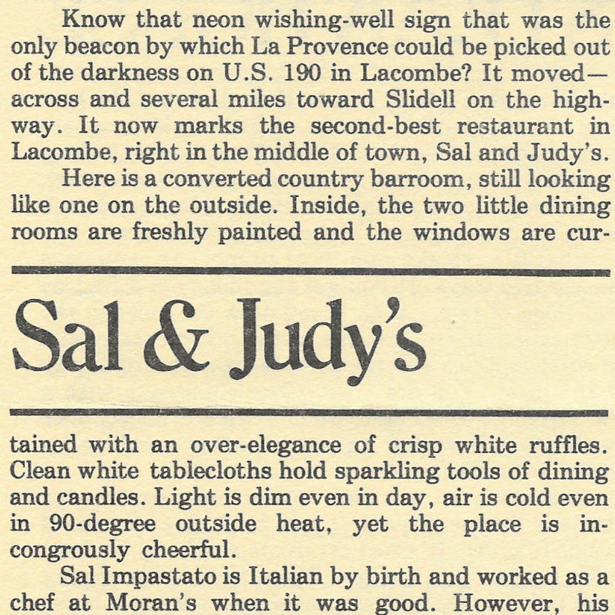 Vintage Tom: A Brief Review of Sal and Judy's